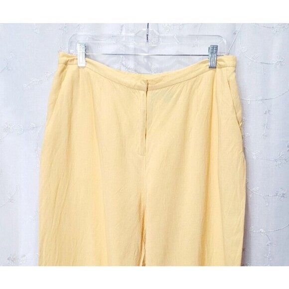 Norton McNaughton Linen & Rayon Yellow Pockets Flat Front Pants Women's Size 14 - Picture 2 of 6